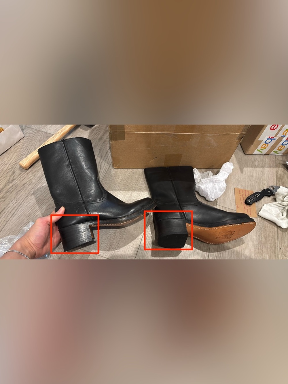 Frye Black Leather Heeled Boots size 7 women’s (Frye campus boot)